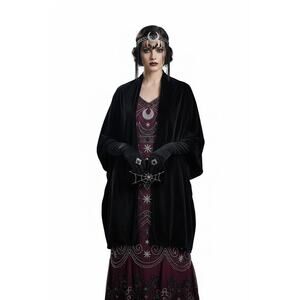 Vintage Y2K Velvet Scarf Black Sold Long Texture Lined Wrap Whimsigoth Elegant